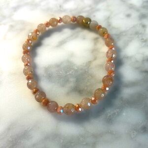 Peach moonstone & crystal bracelet